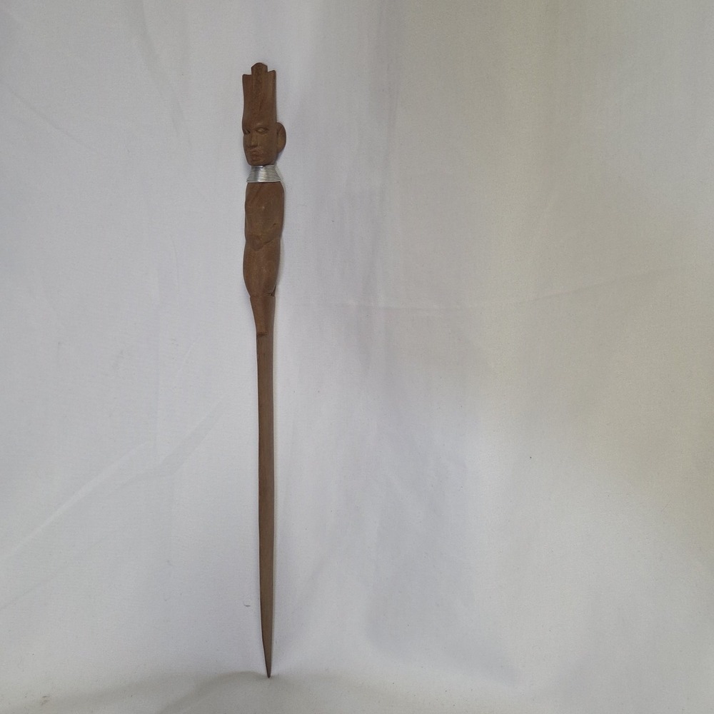 African Hand Carved Wooden Folk Art Letter Opener